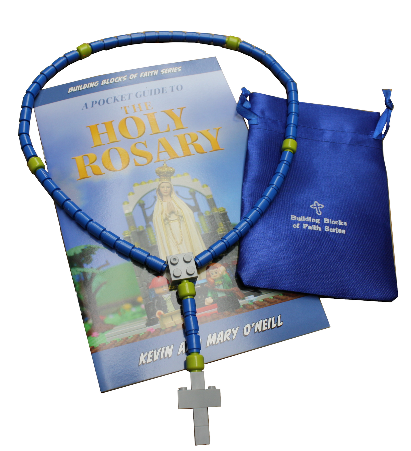 Rosary Guide & Blue Building Block Rosary with Satin Pouch - Bundle De ...